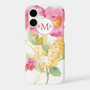 Monogram White Daisy on Blue