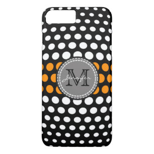 Monogram White & Dark orange Polka Dots Pattern iPhone 8 Plus/7 Plus Case
