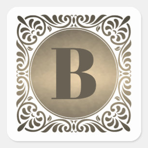 Monogram White Decorative Initial Square Sticker
