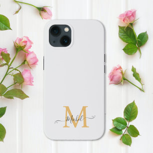 Monogram White Elegant Minimalist iPhone 13 Case