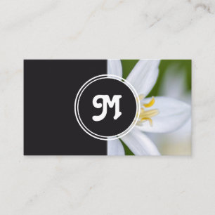 Monogram white flower florist wedding planner grey business card