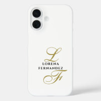 Monogram White Gold Black Elegant Minimalist Chic
