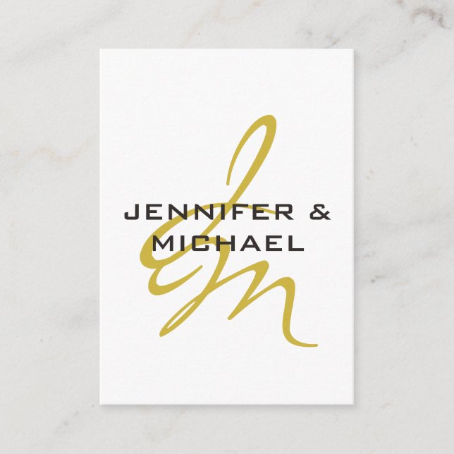 Monogram White Gold Colour Plain Modern Minimalist Enclosure Card (Front)