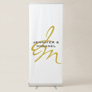 Monogram White Gold Colour Plain Modern Minimalist Retractable Banner