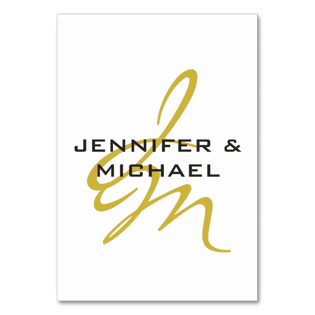 Monogram White Gold Colour Plain Modern Minimalist Table Number (Front)