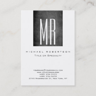 Monogram White Grey Chalkboard Large Business Card