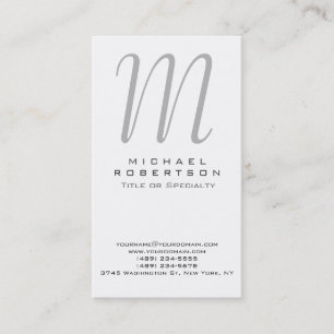 Monogram White Grey Professional Business Card