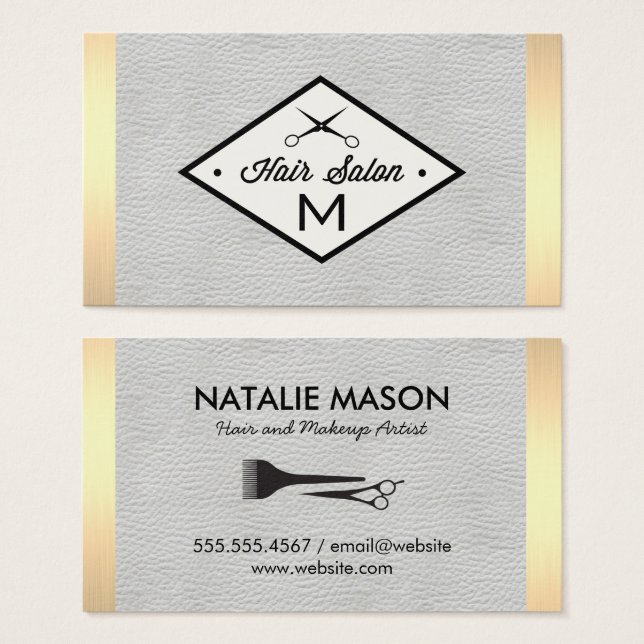 Monogram White Leather Gold Lux Trim (Front & Back)