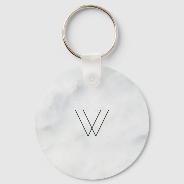 Monogram White Marble Key Ring (Front)