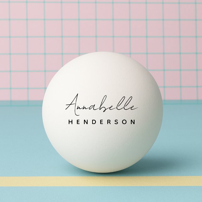 Monogram White | Modern Minimalist Stylish Ping Pong Ball (Creator Uploaded)