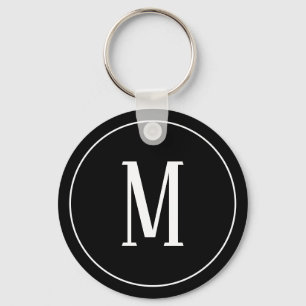 Monogram White on Black Keychain