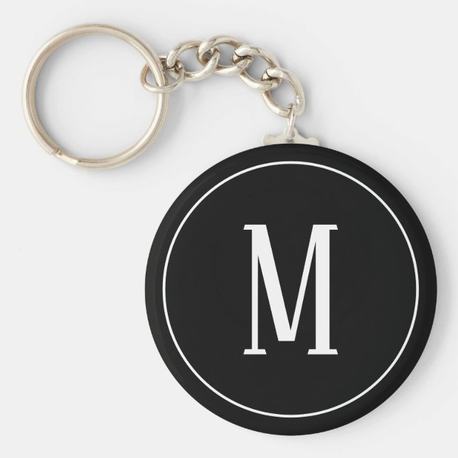 Monogram White on Black Keychain (Front)