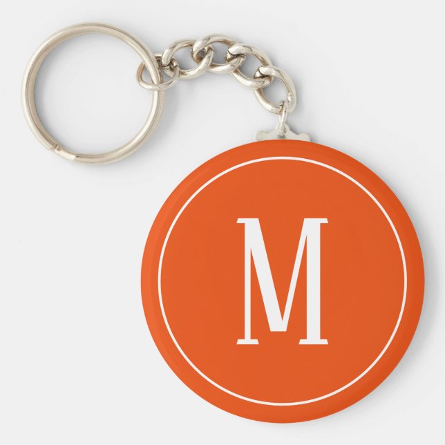 Monogram White on Bright Orange Keychain (Front)
