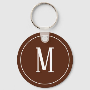 Monogram White on Brown Keychain