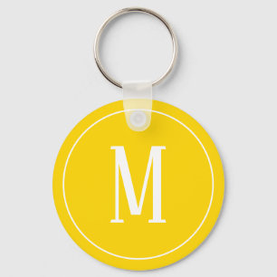 Monogram White on Golden Yellow Keychain
