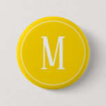 Monogram White on Golden Yellow Round Button<br><div class="desc">A round button with a white monogram on a golden yellow background. Customise the button with your own initial or initials,  colours,  among other options.</div>