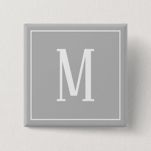 Monogram White on Grey Square Button