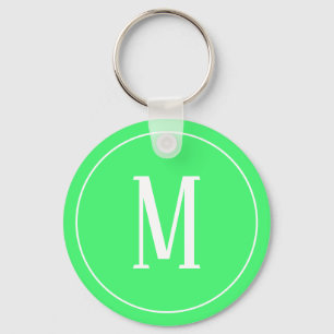 Monogram White on Light Green Keychain