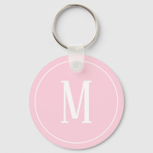 Monogram White on Light Pink Keychain