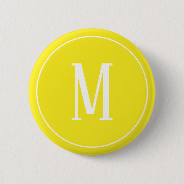 Monogram White on Yellow Round Button (Front)