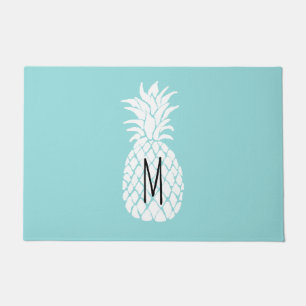 monogram white pineapple doormat