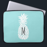 monogram white pineapple laptop sleeve<br><div class="desc">monogram tropical fruit pineapple</div>