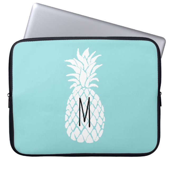 monogram white pineapple laptop sleeve (Front)