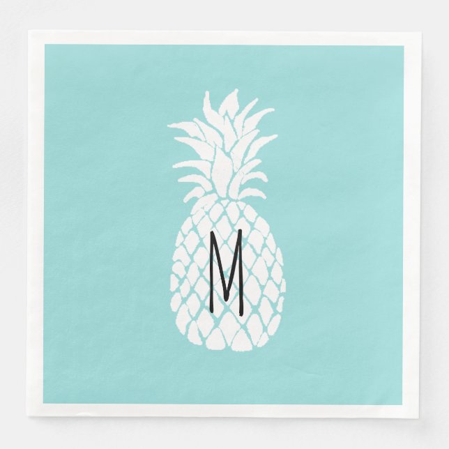monogram white pineapple napkin (Front)