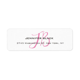 Monogram White Pink Colour Plain Modern Minimalist