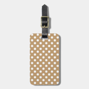 Monogram White Polka Dot on Camel Brown Luggage Tag