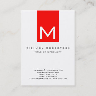 Monogram White Red Stripe Chubby Business Card