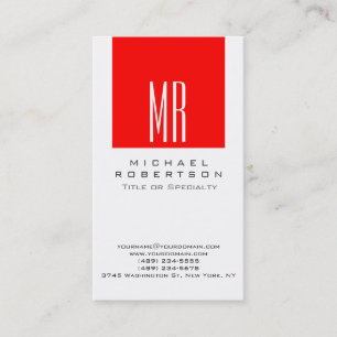 Monogram White Red Stripe Profession Business Card