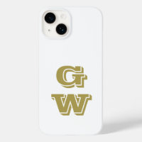 Monogram White Retro Gold Initials Minimalist Cool