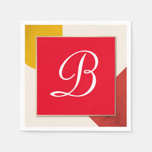 Monogram white script B on red background Napkin