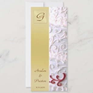 Monogram White Scroll Wedding Program Invitation