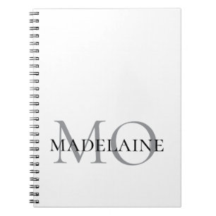 Monogram White Silver Colour Personal Notebook