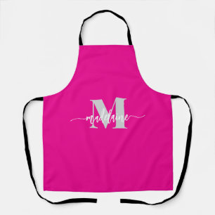 Monogram White Silver Pink Personal Apron