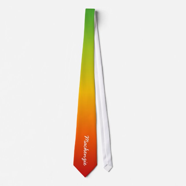 MONOGRAM White Text on RED YELLOW GREEN TROPICAL Tie (Front)