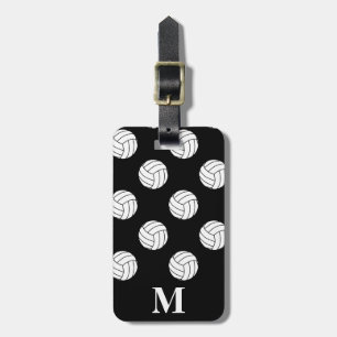 Monogram White Volleyball Balls, Black Luggage Tag