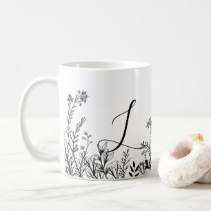 Monogram Wild Flowers Doodles Coffee Mug