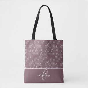 Monogram Wildflower Doodles Tote Bag