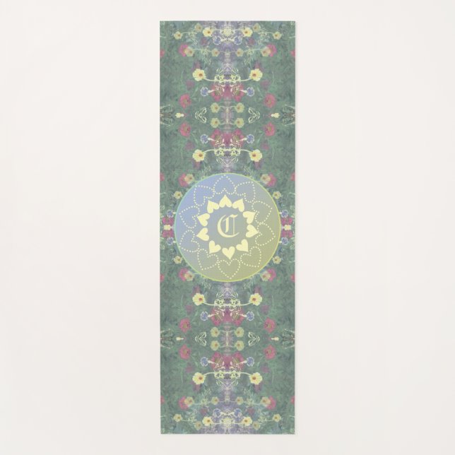 Monogram Wildflower Symmetry Yoga Mat (Front)