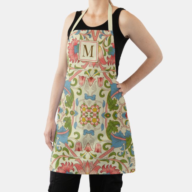 Monogram William Morris Botanical Pattern Apron (Insitu)