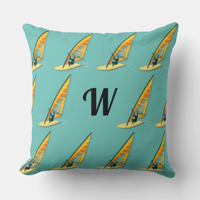 Monogram Windsurfing Throw Pillow (Front)