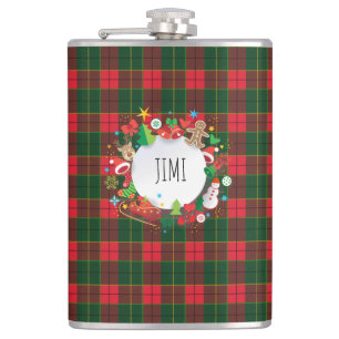 Monogram Winter Holiday Christmas Scotland Pattern Hip Flask