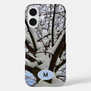 Monogram Winter Snowy Tree Crown Photo - iPhone 16 Case