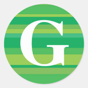 Monogram with a Colourful Striped Background - G Classic Round Sticker