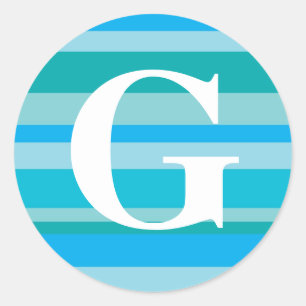 Monogram with a Colourful Striped Background - G Classic Round Sticker