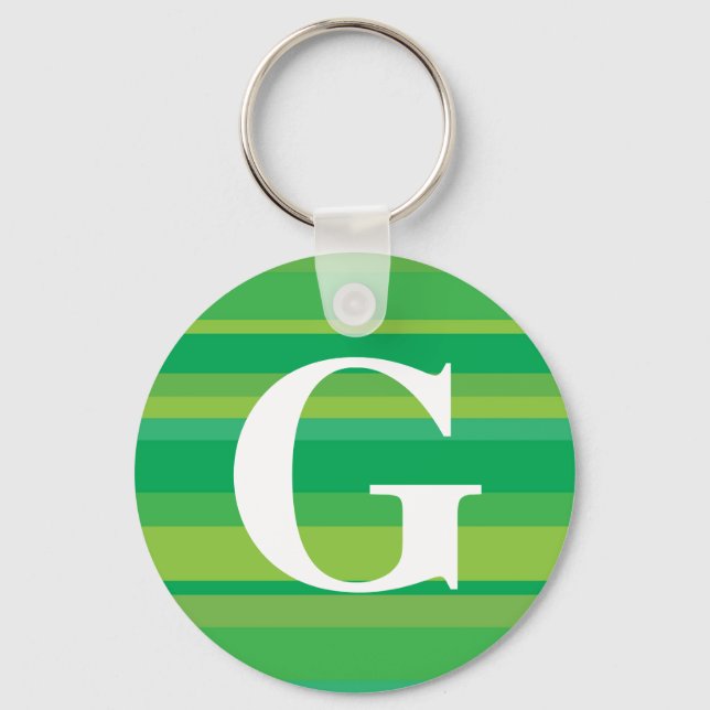 Monogram with a Colourful Striped Background - G Key Ring (Front)
