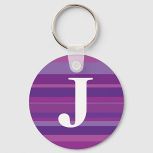 Monogram with a Colourful Striped Background - J Key Ring